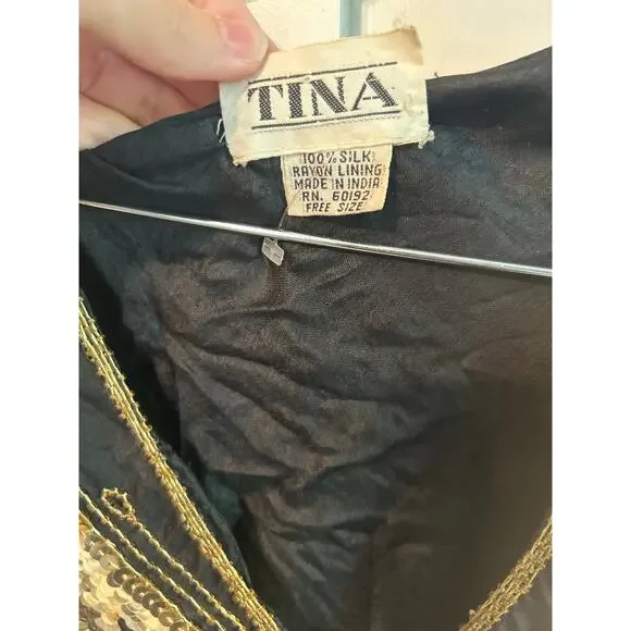 Vintage Tina Silk and Sequin Butterfly Top Free Size